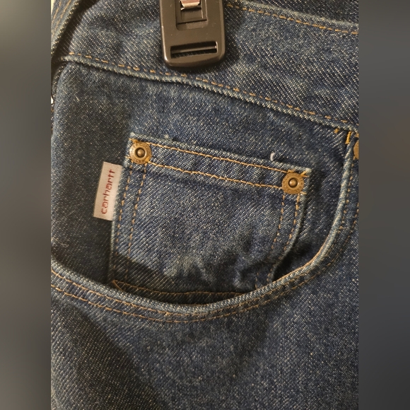Carhartt Mens Blue Jeans Work Denim Trades Pants Relaxed Fit Size 34x34 - Picture 2 of 5